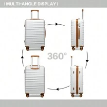 Hard Shell Suitcase Set 3 Piece Luggage PC ABS 20" Cabin Bag Carry On Hand Luggage, 24" 28" Large Check In Spinner Suitcase With TSA Lock, Lightweight Trolley Case For Travel, Business, Holiday, Students, Adults - White - View 5