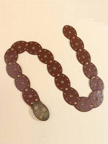 Thắt lưng hình bầu dục đính đinh tán Millennium phong cách Bohemian, trang trí cho trang phục - màu nâu - Xem 3