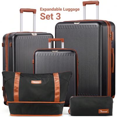 Luggage 5 Set Hardside Expandable Spinner Wheel With TSA Lock, Travel Bag, Duffel Bag,  20 Carry On Luggage And 24  28 Checked Luggage