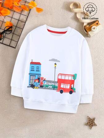 1 Stück Sweatshirt mit Kleine Jungen-Motiv, lässige Sportbekleidung, Herbst