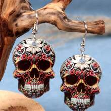 哥特式骷髅亚克力耳坠 - 不锈钢耳针，朋克风格，无电镀，日常和派对佩戴，万圣节配饰，适合所有季节 - 新款 - 查看 11