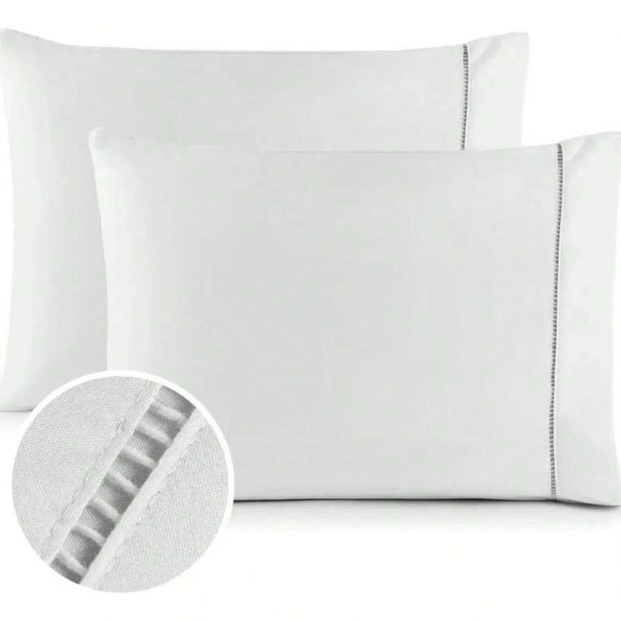 Micropercale Sheet Set With Stick Stitch For Queen Bed Includes 2