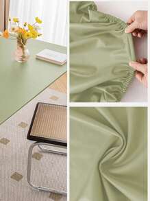  1pc  Rectangular Solid Color Waterproof Tablecloth, Simple Style, Oil-Proof, Dust-Proof, Table Cover Protector, Suitable For Desk, Dining Table, Coffee Table,Kitchen And Dining Room,Home Decor - Green - View 3