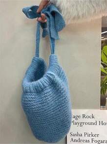 1pc Two-Way Cozy Knit Beanie Hat With Tie Design, Warm And Versatile For Women In Autumn & Winter