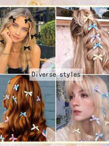 64/32pcs Women Colorful Ribbon Bow Hair Clips, Sweet Silk Mini Hair Pins, Elegant Princess Barrettes, Cute Mini Hair Accessories, Suitable For Daily Use