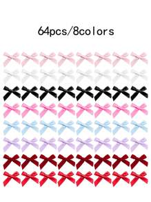 64/32pcs Women Colorful Ribbon Bow Hair Clips, Sweet Silk Mini Hair Pins, Elegant Princess Barrettes, Cute Mini Hair Accessories, Suitable For Daily Use