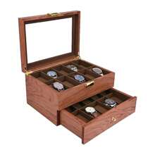 YUNRUX Watch Box 20 Watches For Men And Women Rosewood Watch Box Watches Display Storage Box, Holiday Gift - Redwood - View 5