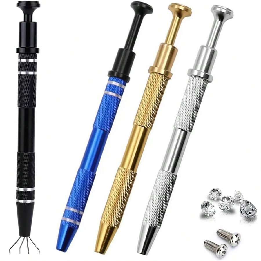 Professional Jewelry Holder Piercing Ball Grabber Screw Bead Pick Up Pen Tool Gripper Prong Tweezers 4 Claws DIY Making Tool
