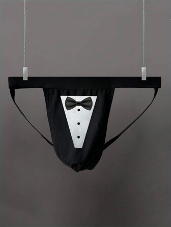 男士性感丁字裤薄款透气后背全镂空情趣内裤情趣裆部印花