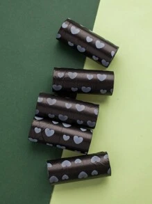 75pcs/150pcs Pet Themed Heart Print Waste Bags, 5rolls/10rolls Cat Dog Portable Poop Bag Dispenser, 15pcs/Roll Disposable Cleaning Bags - Multicolor - View 6