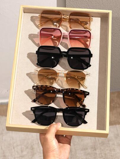5-6pcs Women Geometric Frame Boho Elegant Modern Simple Style Fashion Glasses Combination For Outdoor Travel Driving Camping Street-Photography Accessories For Summer Beach Vacation,Outdoor,Travel