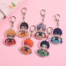 1pc Cute Anime Inspired Stainless Steel & Acrylic Keychain Accessory Backpack Charm Holiday Gift Halloween - Multicolor - View 2