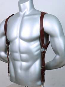 1 件男士手工铆钉 PU 皮革肩带，适合紧身衬衫和 T 恤万圣节