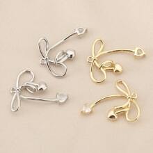 3 Pieces Of DIY Copper Inlaid Zirconia Delicate Bow 18K Gold Plated Silver Pendant Jewelry Accessories