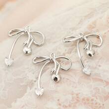 3 Pieces Of DIY Copper Inlaid Zirconia Delicate Bow 18K Gold Plated Silver Pendant Jewelry Accessories