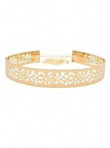 Women Full Metal Sleek Mirror Plate Waistband Belt Chain Dress Decorated Skinny Golden Silver Belt Halloween Fall, Autumn, Halloween