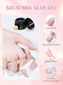 GLOZ 15G Solid Nail Gel Glue For Soft Gel Nail Tips Strong Clear Acrylic Nail Tips Solid Gel Nail Glue For Press On Nails Fake Nails Solid Hard Gel For Nails Nail Art DIY Home UV Light Cured