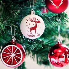 20 piezas Adornos navideños pintados a mano, decoraciones de árbol festivas de 2.4" en caja de regalo - perfecto para celebraciones navideñas y de invierno - Multicolor - Ver 3