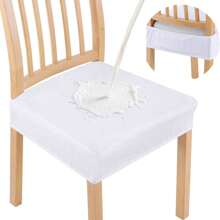 4pcs Plaid Textured Waterproof Dining Chair Seat Covers Removable Anti-Slip Slipcovers Universal For Kitchen Chairs