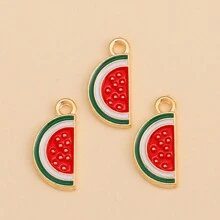 10pcs Mixed Watermelon Charm Pendant Zinc Alloy Fruit Decor, Suitable For DIY Earrings, Bracelets, Jewelry Making Accessories