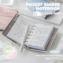 Cuaderno mini A7 ultra compacto - Diseño de simplicidad de dos tonos - 44 hojas sueltas para scrapbook y planificador - Carpeta portátil de 6 anillas para estudiantes y profesionales