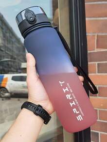 1 件渐变色透明水瓶，650 毫升翻盖水杯，带手柄带，适合旅行和运动 - 彩色 - 查看 7
