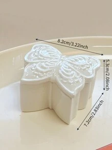 1pc Ceramic Butterfly Jewelry Box, Dreamlike Pearlescent Multifunctional Storage Box For Rings, Earrings, Gift For Mom, Wife, Girlfriend