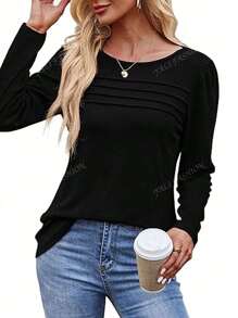 Women's Long Sleeve Blouse Autumn Fashionable Casual Shirt Pleated Tie-Waist Tops