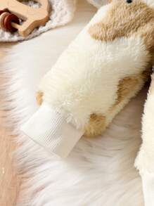 Bộ 2 món thời trang thường ngày cho bé gái, áo len dài tay cổ tròn họa tiết gấu và quần - Màu be - Xem 4