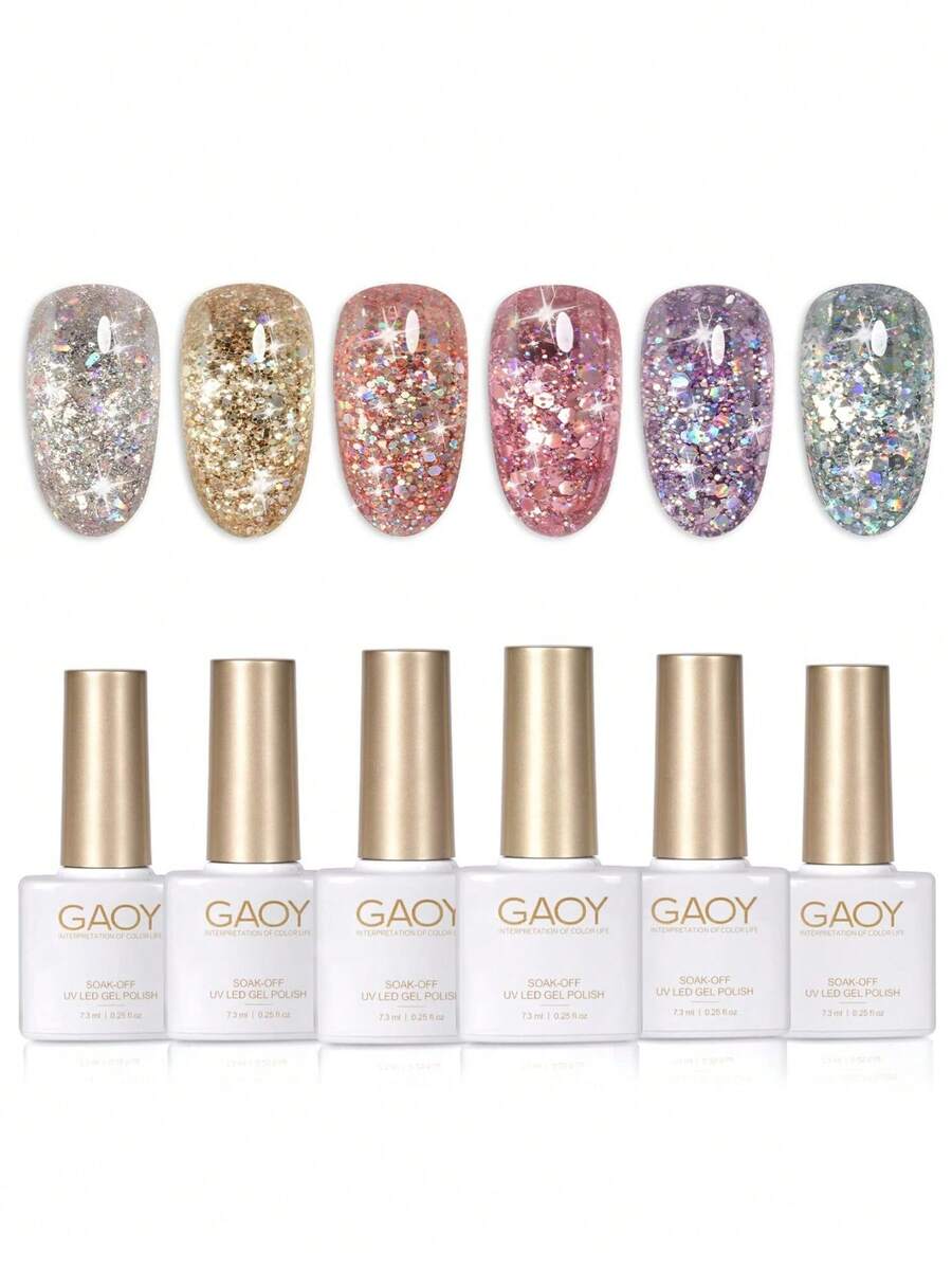 Gaoy 6 Pcs Gel Nail Polish Set - 3 - Purple - View 1