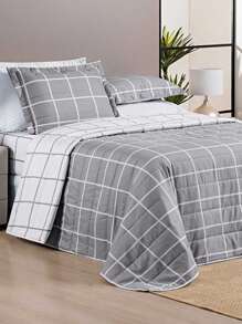 Bedspread 3 Pieces King\Queen\Double\Single Double Sided 200 Thread Count Percale Austin Quilted - Grey - View 3