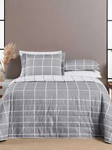 Bedspread 3 Pieces King\Queen\Double\Single Double Sided 200 Thread Count Percale Austin Quilted - Grey - View 2