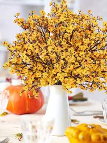 4 piezas - Flores artificiales de gypsophila de color amarillo otoñal, decoración de boda, flores artificiales que se pueden usar para hacer ramos DIY, decoración de cocina, oficina, dormitorio, centros de mesa, decoraciones de otoño, flores artificiales, manzanita amarilla, plantas artificiales, decoración del hogar, Acción de Gracias, Halloween, Navidad, temporada de bodas, decoración de muebles