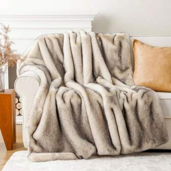 BATTILO HOME Faux Fur Throw Blanket Luxury Fuzzy Warm Cozy Fluffy Fur Blanket For Bed, Sofa, Couch Home Decor