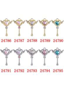 5pcs/Pack Fashion Magic Wand Shaped Zinc Alloy Pendant Charms, Kawaii Fashion Supplies Wholesale