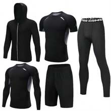 5 Pcs Conjuntos Deportivos De Compresión Ropa De Gimnasio - Negro - Ver 1