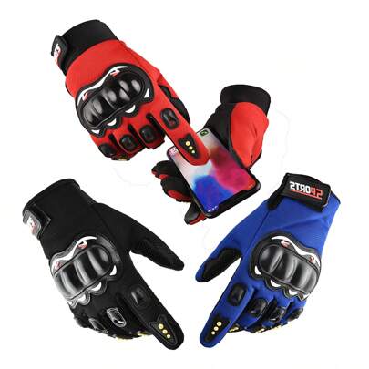1 Pair Spring/Summer/Autumn Cycling Hard Shell Full Finger Gloves, Motorcycle/Motorbike/Outdoor/Off-Road Protective Gloves