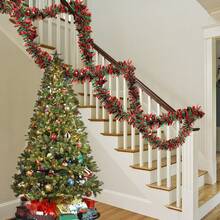 10/16,5 pies Guirnalda de oropel metálico de Navidad, adornos brillantes colgantes para árbol de Navidad, suministros de fiesta, decoración interior y exterior - Multicolor - Ver 11