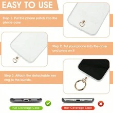 2/6PCS/Set Gold Silver Colors Phone Strap Patch With Metal Spring Rings, Universal Mobile Phone String Label Phone Strap Connector Multi-Purpose Phone Strap Patch, Suitable For Most Phone Cases - Multicolor - View 3