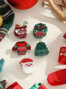 Bộ phụ kiện Giáng sinh 5 món bao gồm cây thông Noel, áo len ông già Noel, đèn cốc, kẹp tóc nhỏ, kẹp tóc cho phụ nữ, phong cách Bohemian thanh lịch, phụ kiện Giáng sinh kẹp tóc - Nhiều màu - Xem 8