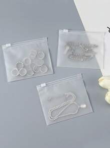 5/10/15/20/30/40/50pcs Transparent Frosted Zipper Bag, Jewelry Clip Chain Self Sealing Bag Back To School