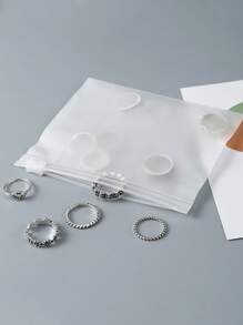 5/10/15/20/30/40/50pcs Transparent Frosted Zipper Bag, Jewelry Clip Chain Self Sealing Bag Back To School