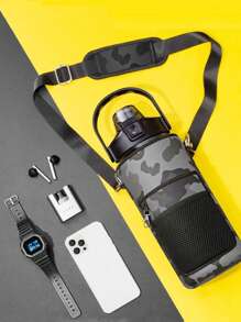 1 件 2000 毫升/64 盎司亚克力瓶盖（不含水瓶），口袋细节，厨房用玻璃杯套，适合运动和户外活动 - 黑色 - 查看 5