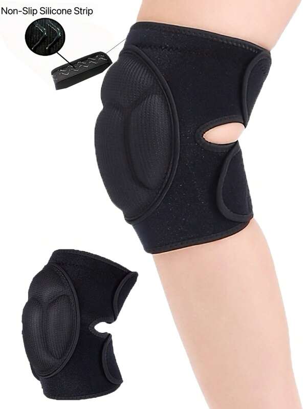 1PC S/M/L/XL Non-Slip Thick Soft Breathable Black Knee Pads , For Dance Volleyball Basketball Football Tennis Running Sport Workout Men Women Winter Outdoor Cycling Protector Knee Brace