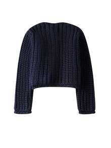 Women's Fashion Button-Up Long Sleeve Cardigan Soft Knitted Sweater - Black - View 3