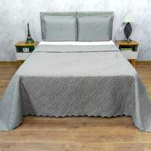 Camili 2-Piece Single Quilted Bedspread Double-Sided With Pillowcase Flaps - GRAY - View 2