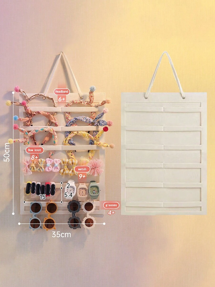 1 件小尺寸白色毡收纳盒，适用于珠宝、眼镜、发饰和装饰品，具有壁挂功能，发夹化妆品收纳盒 - 白色 - 查看 1