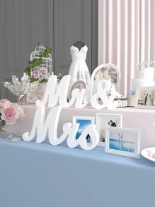 3 件套白色木制 Mr & Mrs 婚礼装饰套装，婚礼桌标装饰，婚礼仪式桌装饰，婚宴桌装饰，婚礼桌装饰，婚礼背景装饰，求婚仪式装饰，适用于婚礼、派对、新娘送礼会、单身派对、求婚