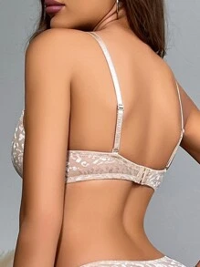 Women Skin-Tone Leopard Print Seamless Push-Up Front Closure Bra