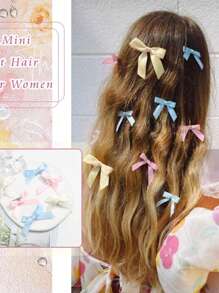 64/32pcs Women Colorful Ribbon Bow Hair Clips, Sweet Silk Mini Hair Pins, Elegant Princess Barrettes, Cute Mini Hair Accessories, Suitable For Daily Use
